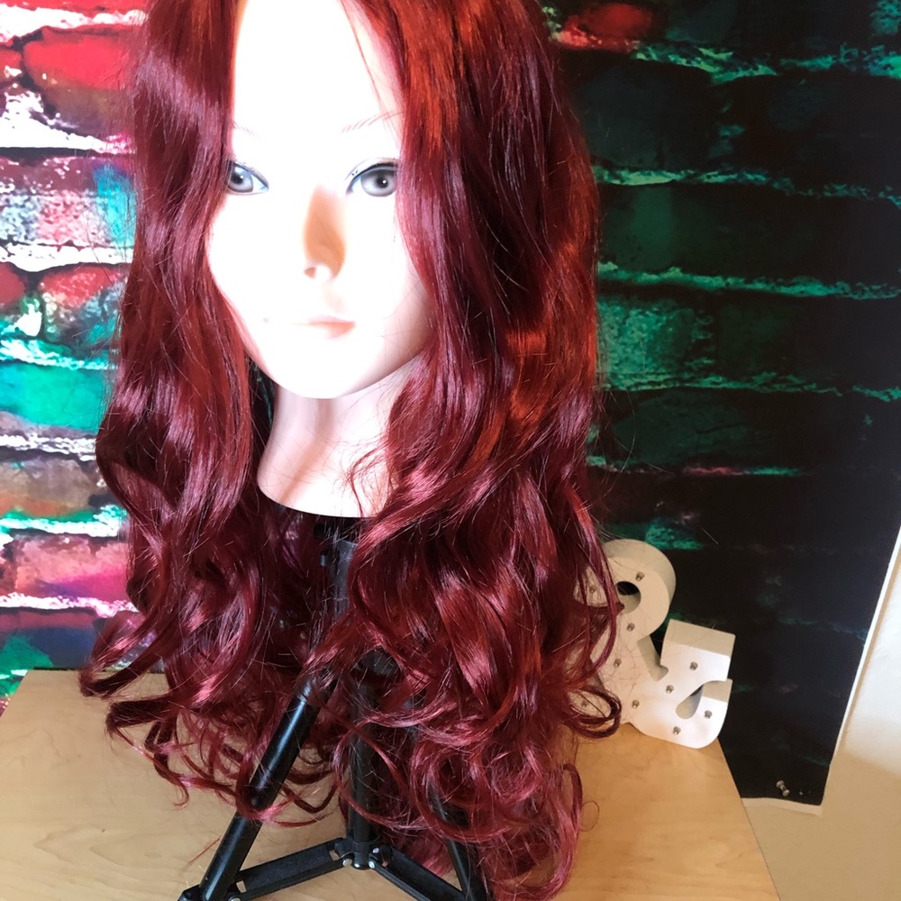 Red wavy cosplay wig